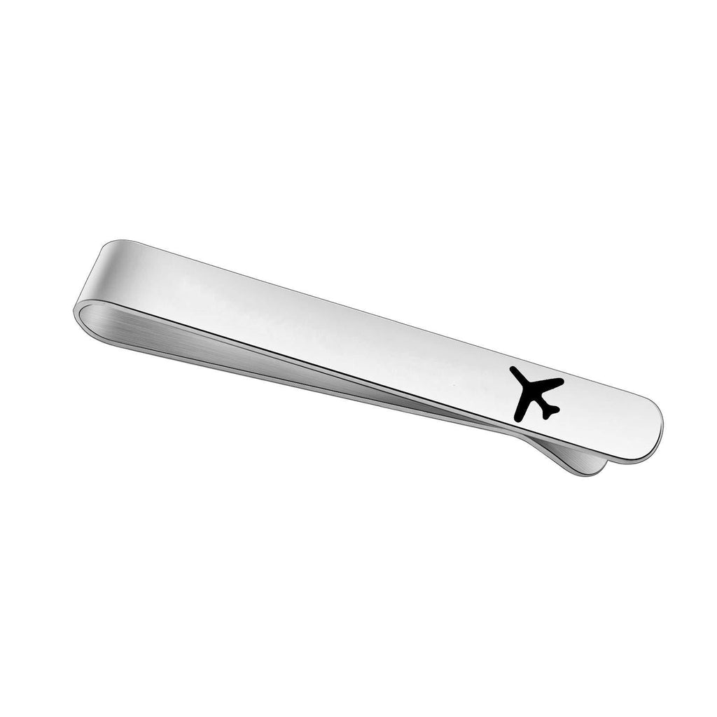 [Australia] - LQRI Airplane Tie Clip Airplane Jewelry Pilot Gift Fly Safe Tie Clip Aviation Gifts Pilot Tie Bar Gifts Traveling Long Distance Relationship Gift for Men 