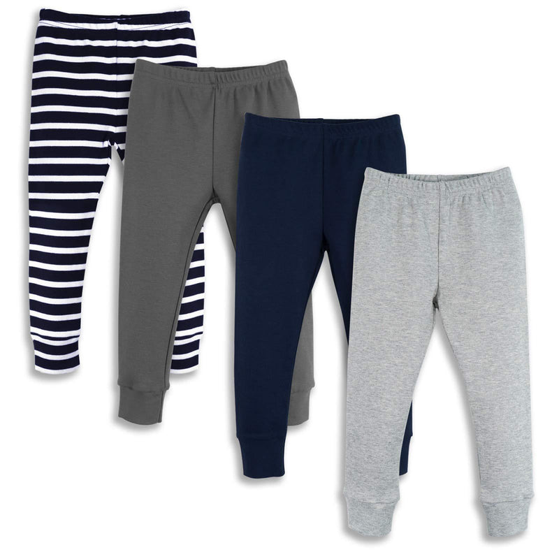 [Australia] - GLASH Kids Baby and Toddler Boys 4-Pack Cotton Pants (Size 12M - 5T) 12 Months Gray/Navy/Stripe 