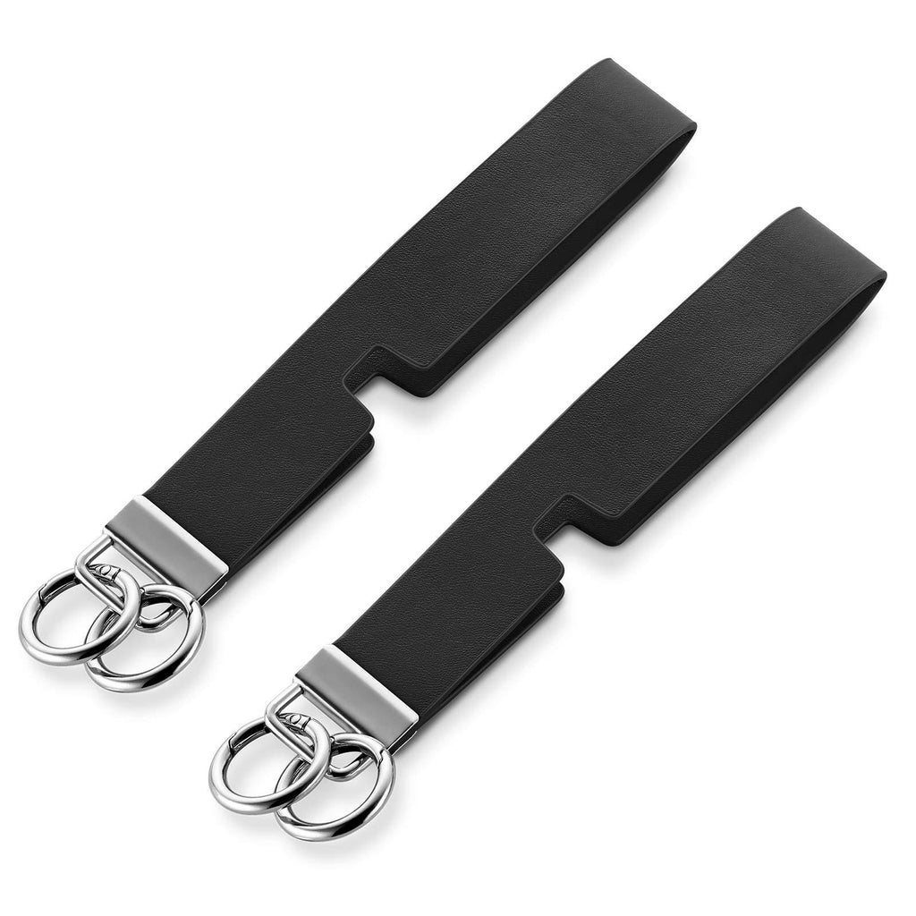 [Australia] - Outxe Leather Keychain 2Pcs Wristlet Strap for Key, Phone Lanyard Hand Strap for Women-Black #2 Leather-2pack-black 