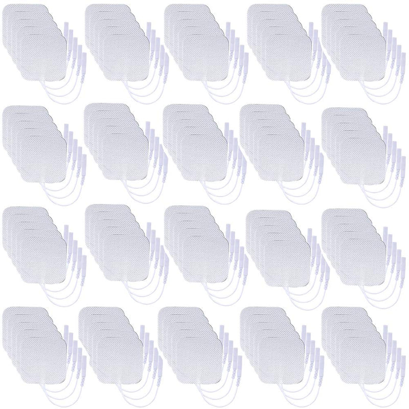 [Australia] - TENS Unit Pads 100Pcs Wired Self-Adhesive Electrodes Premium Replacement Pads for TENS Units - 2x2 Inches (2x2-100Pcs) 2x2-100pack 