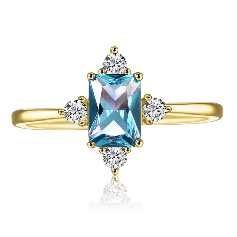 [Australia] - LAZLUVU 18K Gold Plated Blue Topaz Rings for Women Engagement Promise Cubic Zirconia Rings Jewelry Gift for Valentine's Day Mother's Day 18K Gold Women Blue Topaz Rings 6 