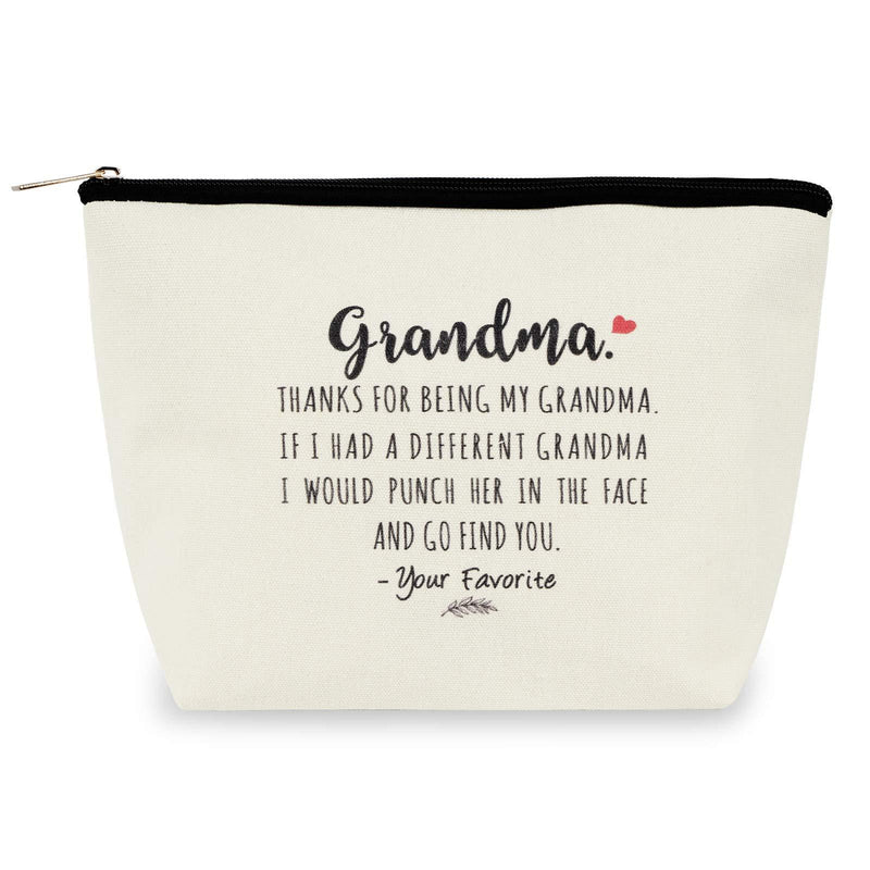 [Australia] - Grandma Gifts, Grandma Thanks for Being My Grandma Makeup Bag Grandma Waterproof Cosmetic Bag Mother's Day Gifts for Grandma Nana from Granddaughter Grandma Birthday Gifts white 