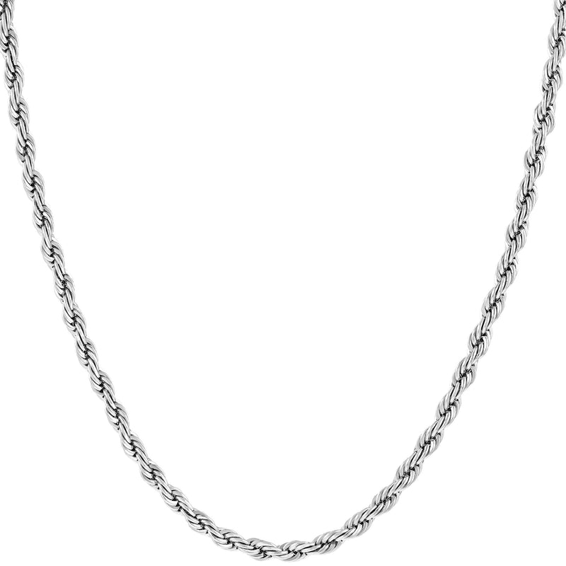 [Australia] - LIFETIME JEWELRY 2mm Rope Chain Necklace 24k Real Gold Plated for Women and Men White Gold 14.0 Inches 