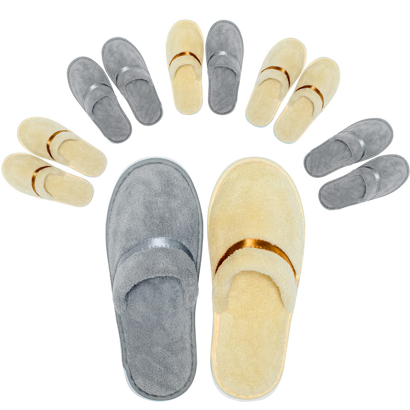 [Australia] - Spa Hotel Slippers ,Coral Velvet Hotel Slippers Golden Gray Slippers Reusable Home Slippers Fit for Guests Bathroom Travel Home Indoor 