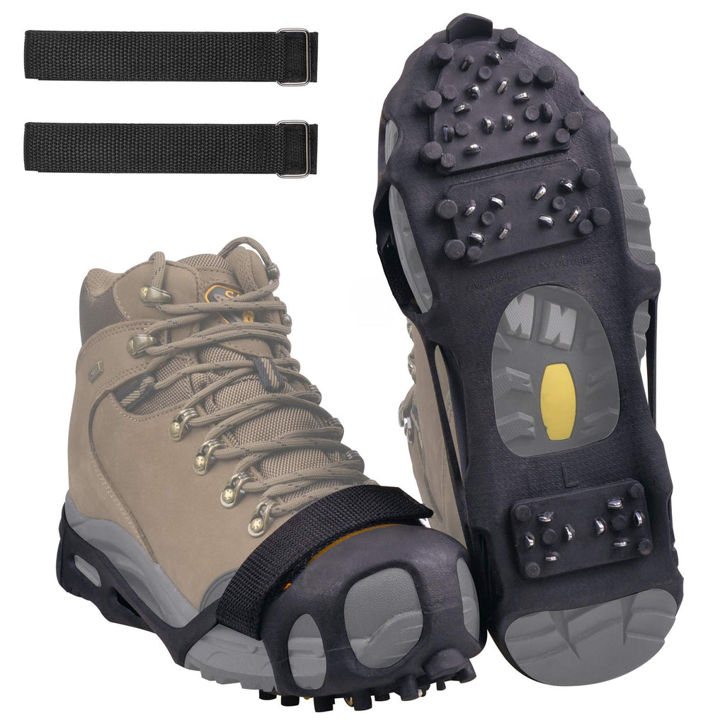 [Australia] - JSHANMEI Upgraded 28 Spikes Ice Traction Cleats Snow Ice Shoe Boot Cleats Crampons Men Women Anti Slip Footwear Traction Ice Snow Grips with Velcro Strap Small 