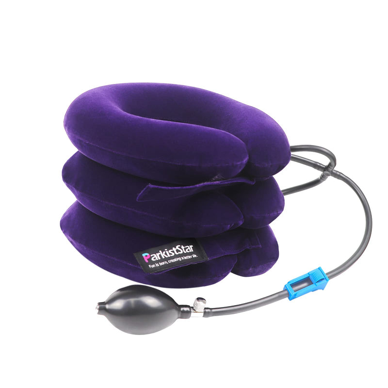 [Australia] - Cervical Neck Traction Device,Three Tube Quick Inflation,Relieves Neck Shoulder Pain,Effectively Corrects Bad Sitting Posture (Including Health Care Tutorial),Cervical Stent (Purple) Purple 
