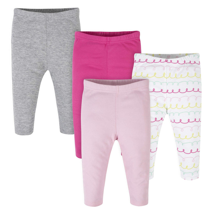 [Australia] - Onesies Brand baby-girls unisex-baby 4 Pack Pants Mix N Match Newborn to 12m 0-3 Months Pink Swirl Legging Pack 