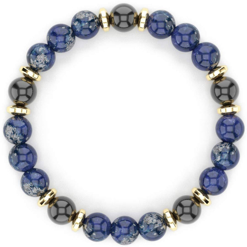 [Australia] - Lapis Lazuli Hematite Black Onyx Bracelet, Wealth Abundance Money Feng Shui Bracelet, Stress Relief and Anxiety Relief Bracelet, Grounding Bracelets for Men and Women 