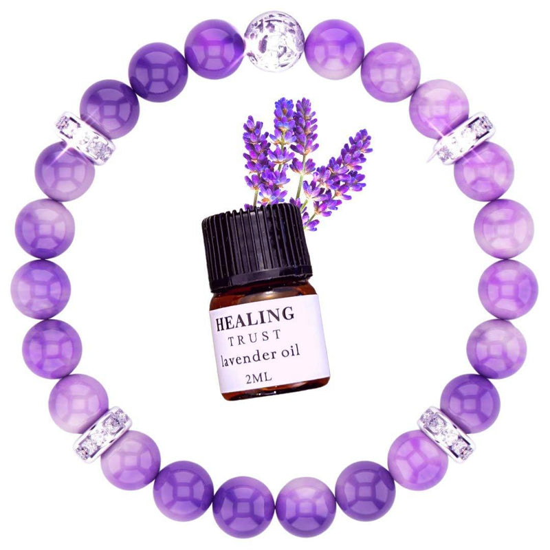 [Australia] - Amethyst Crystal Bracelet for Women Healing Love, Lava Rock Aromatherapy Diffuser Bracelet with Lavender Essential Oil, Chakra Yoga Meditation Bracelet 