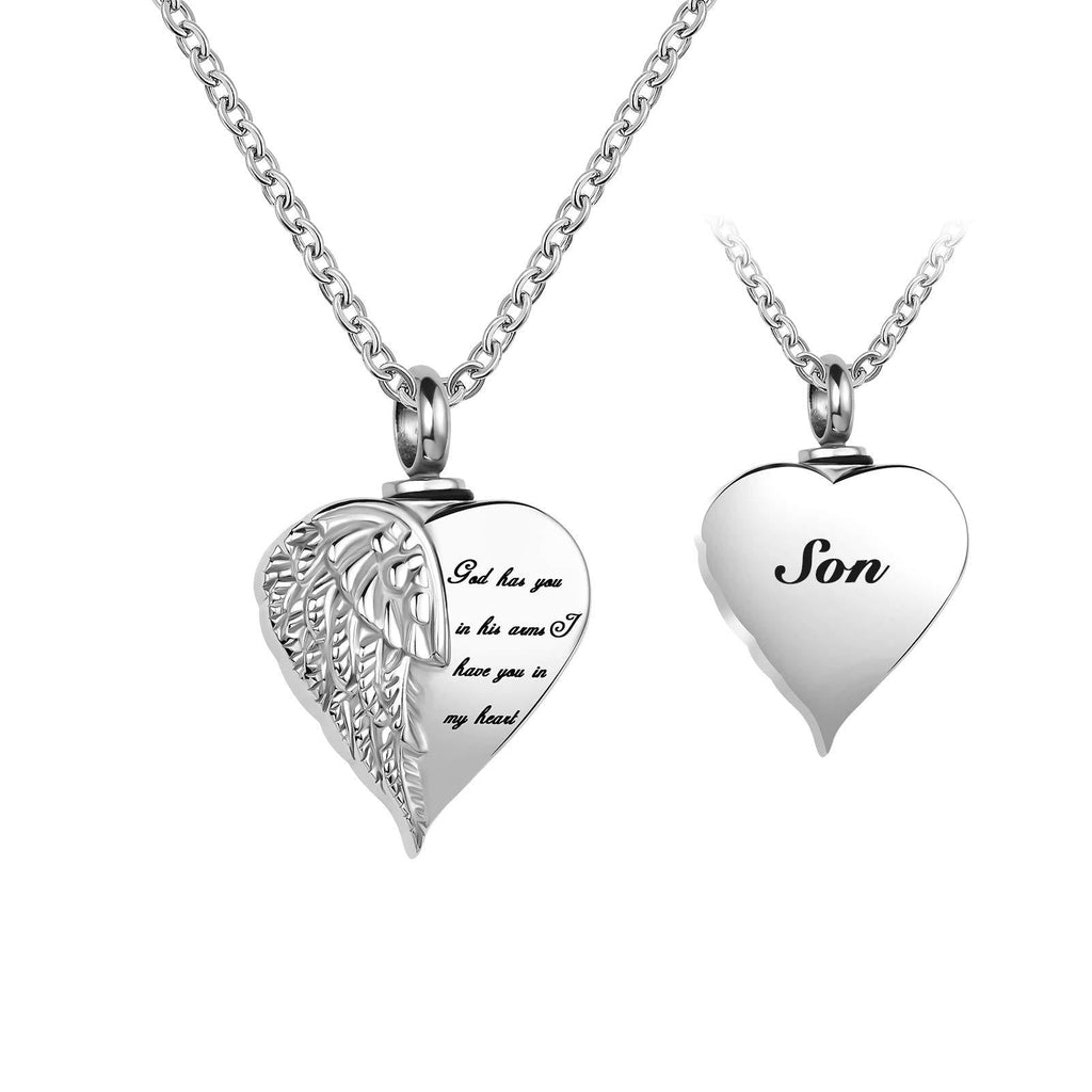 [Australia] - YSAHan Love Urn Necklace for Ashes Carved God has You in his arms I Have You in My Heart Cremation Memorial Pendant Stainless Steel Keepsake Jewelry Son 