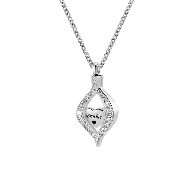 [Australia] - YSAHan The Eye of My Heart Urn Necklace Ashes White Crystal Keepsake Memorial Stainless Steel Jewelry Love Cremation Prndant for Men Women Brother 