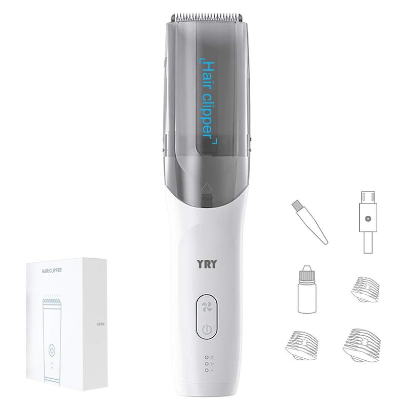 [Australia] - YRY Smart Vacuum Baby Hair Clipper, IPX7 Waterproof Vacuum Haircut Kit, Child safe Ultra Quiet Rechargeable 2 Isolated Motors Professional Hair Trimmer, Suitable for Baby, Child, Adult - White 