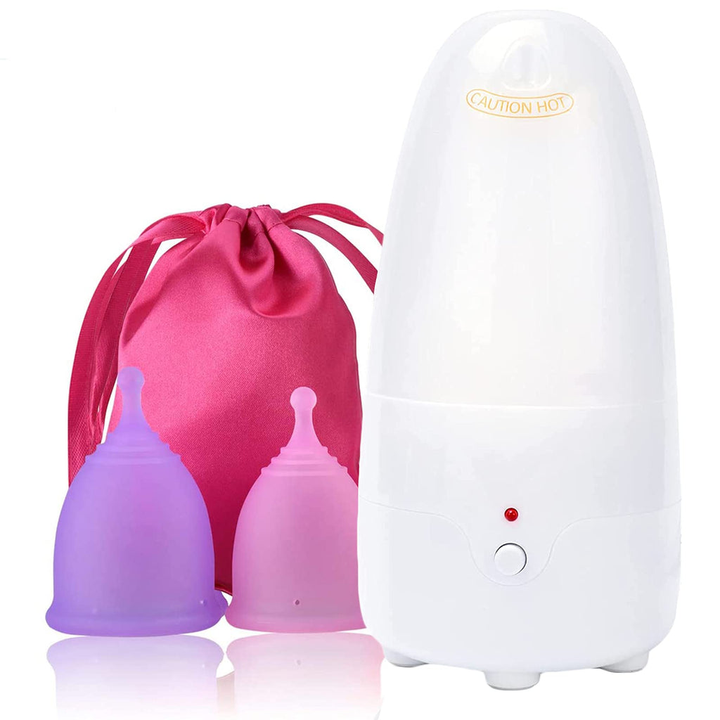 [Australia] - Fliurich Menstrual Cup Steamer Cleaner - Portable Menstrual Cup Wash Kit, High Temperature Steam Sterilization, One Button Control, Comes with Two Reusable Period Cup 