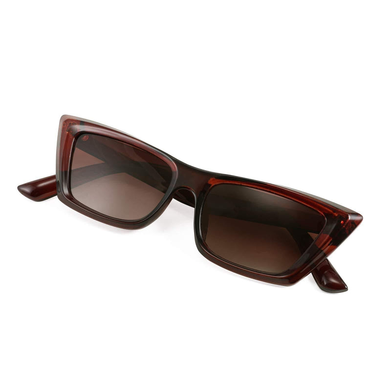 [Australia] - FEISEDY Small Cateye Square Polarized Sunglasses Women Classic Thick Rectangle Frame UV400 Sun Glasses B2736 001 Jelly Dark Brown 51 Millimeters 