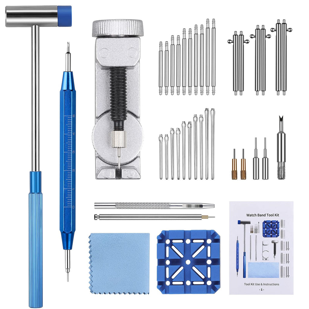 [Australia] - Jorest 38pcs Watch Band Tool Kit, Repair Kit for Watch Strap Adjustment and Replacement and Resizing , with Watch Link Removal Tool, 10 Spring Bars, 6 Quick Release Spring Bars, 10 Pins, User Manual 