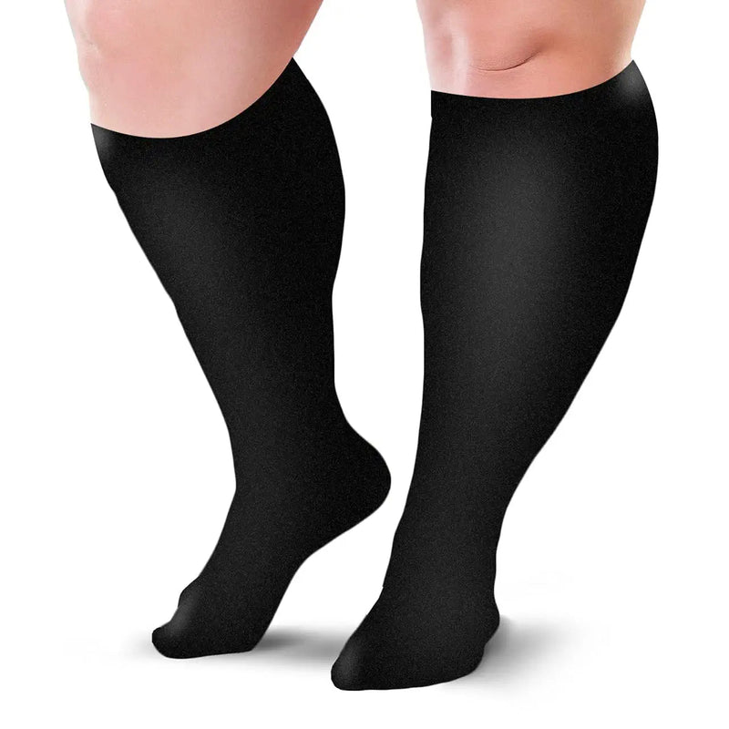 [Australia] - BLU HORN Knee High Compression Socks for Women and Men 20-30 mmHg - Everyday Use Improves Blood Circulation, Relieves Pain & Swelling XX-Large Black 