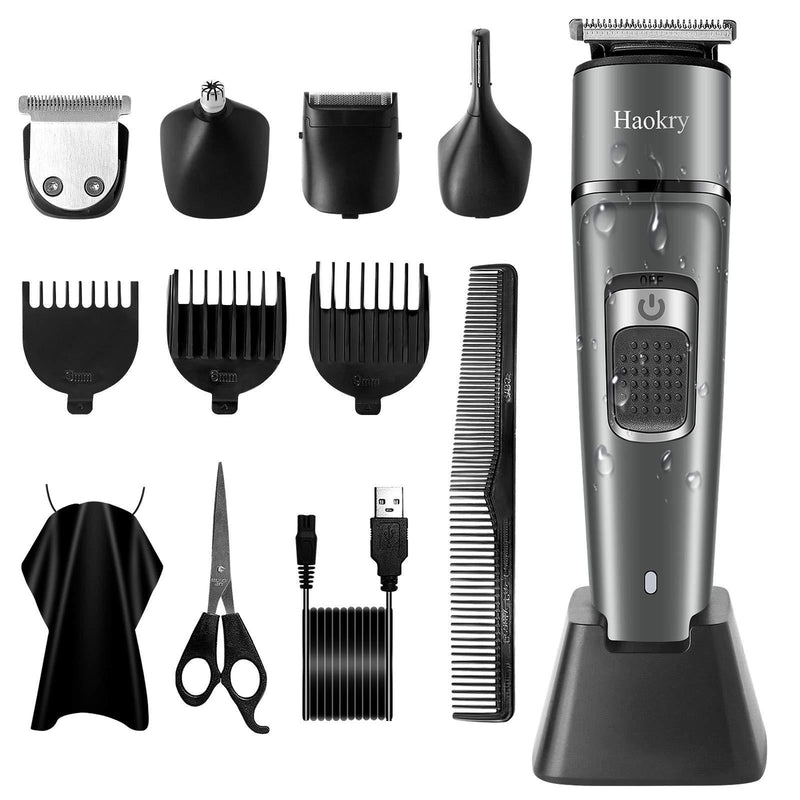 [Australia] - Hair Clippers,Nose Hair Trimmer,Eyebrow Trimmer,Beard Trimmer for Men,Haokry Cordless Beard Grooming,Kit Clippers for Hair Cutting Waterproof USB Rechargeable 4 in 1 