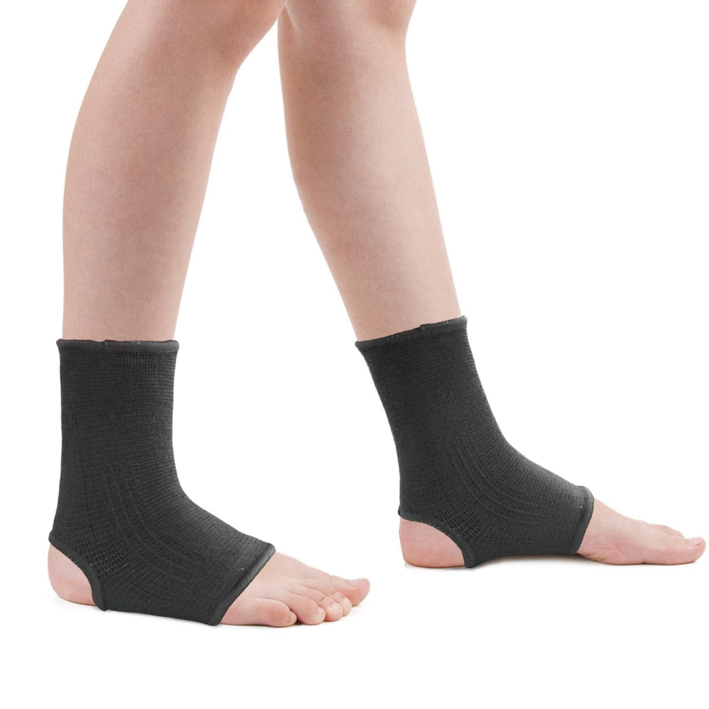 [Australia] - Luwint kid Compression Ankle Brace - Knitted Ankle Sleeve Sock Support for Sprains Arthritis Tendonitis Running Fitness, 1 Pair Black Black ankle 