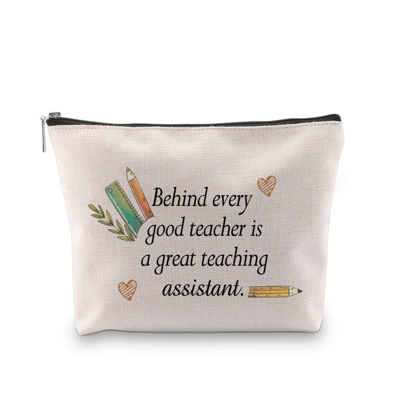 [Australia] - G2TUP Teaching Assistant Gift TA Cosmetic Bag Pencil Case Behind Every Good Teacher is a Great Teaching Assistant (Teaching Assistant Makeup Bag) Teaching Assistant Makeup Bag 