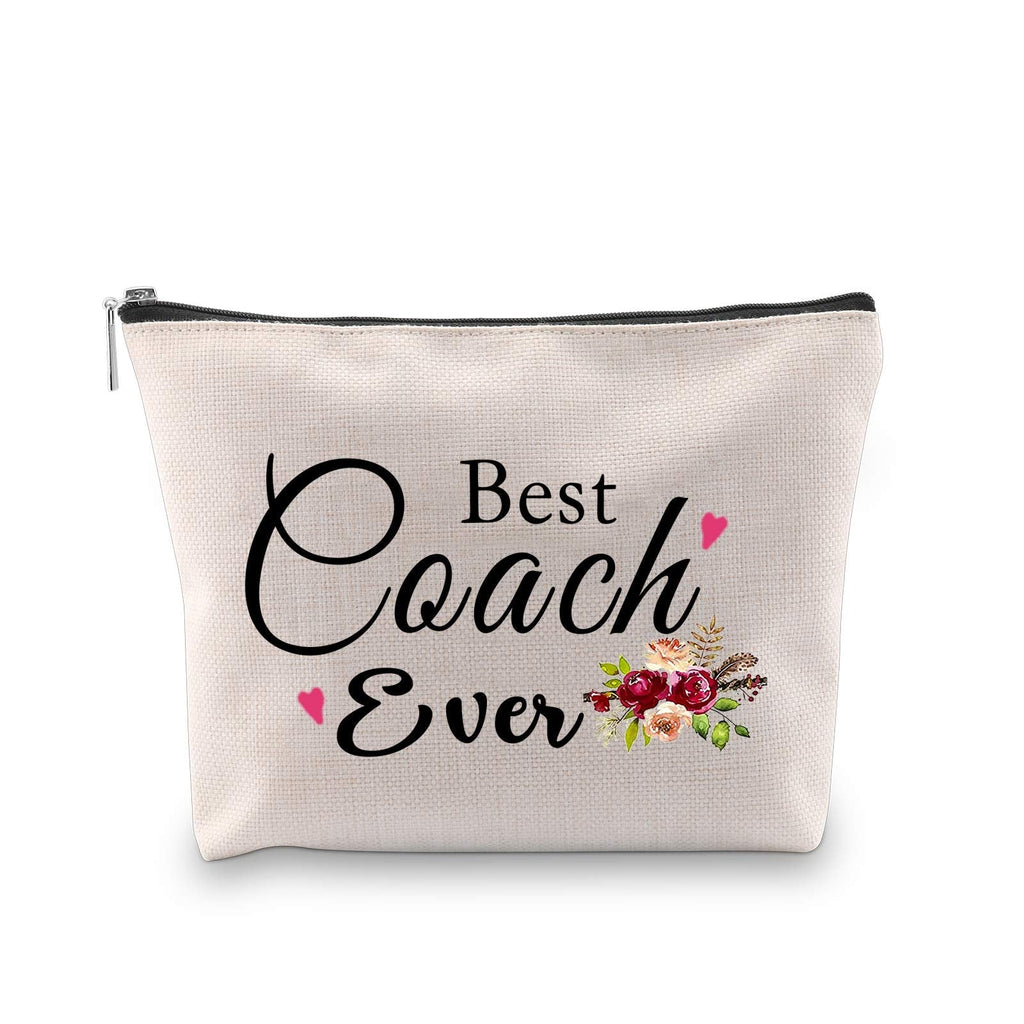 [Australia] - PXTIDY Coach Gifts Best Coach Ever Makeup Bag Female Coach Thank You Gifts Cosmetic Bag Thanks Birthday Graduation Gift for Coach Teacher (beige) beige 