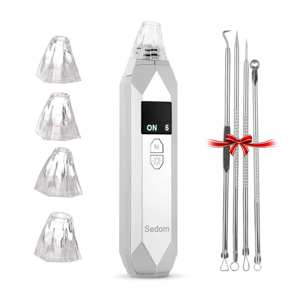 [Australia] - Blackhead Remover Vacuum,Sedom Pore Pimple Sucker Electric Blackhead and Comedone Acne Extractor for Women and Men with Probes,3 Repair Modes,LCD Display,5 Suckers,5 Adjustable Levels,USB Charger 