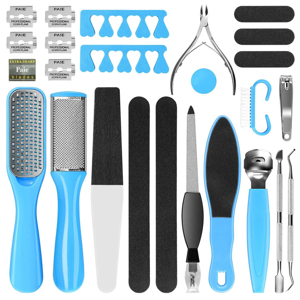 [Australia] - Professional Pedicure Kit, Rosmax 20 in 1 Pedicure Tools Foot Scrubber Foot Care Kit Dead Skin Callus Remover for Feet, Foot Spa Set at Home Pedicure Set for Cracked Skin Corns Callus (Blue) Blue 