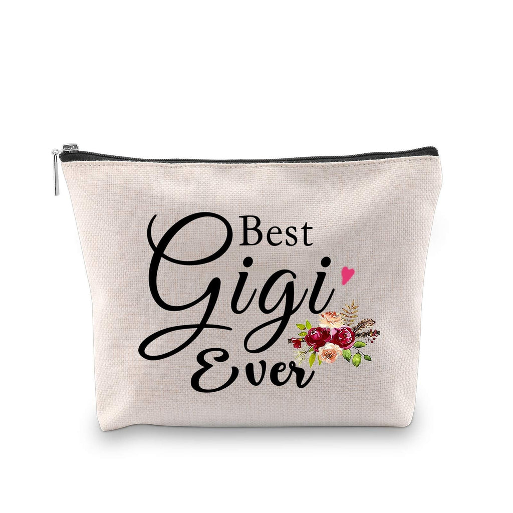 [Australia] - PXTIDY Grandma Gifts Makeup Bag Best Gigi Ever Cosmetic Bag Gigi Grandmother Gifts Great Grandma Gift Makeup Pouch Bag (beige) beige 
