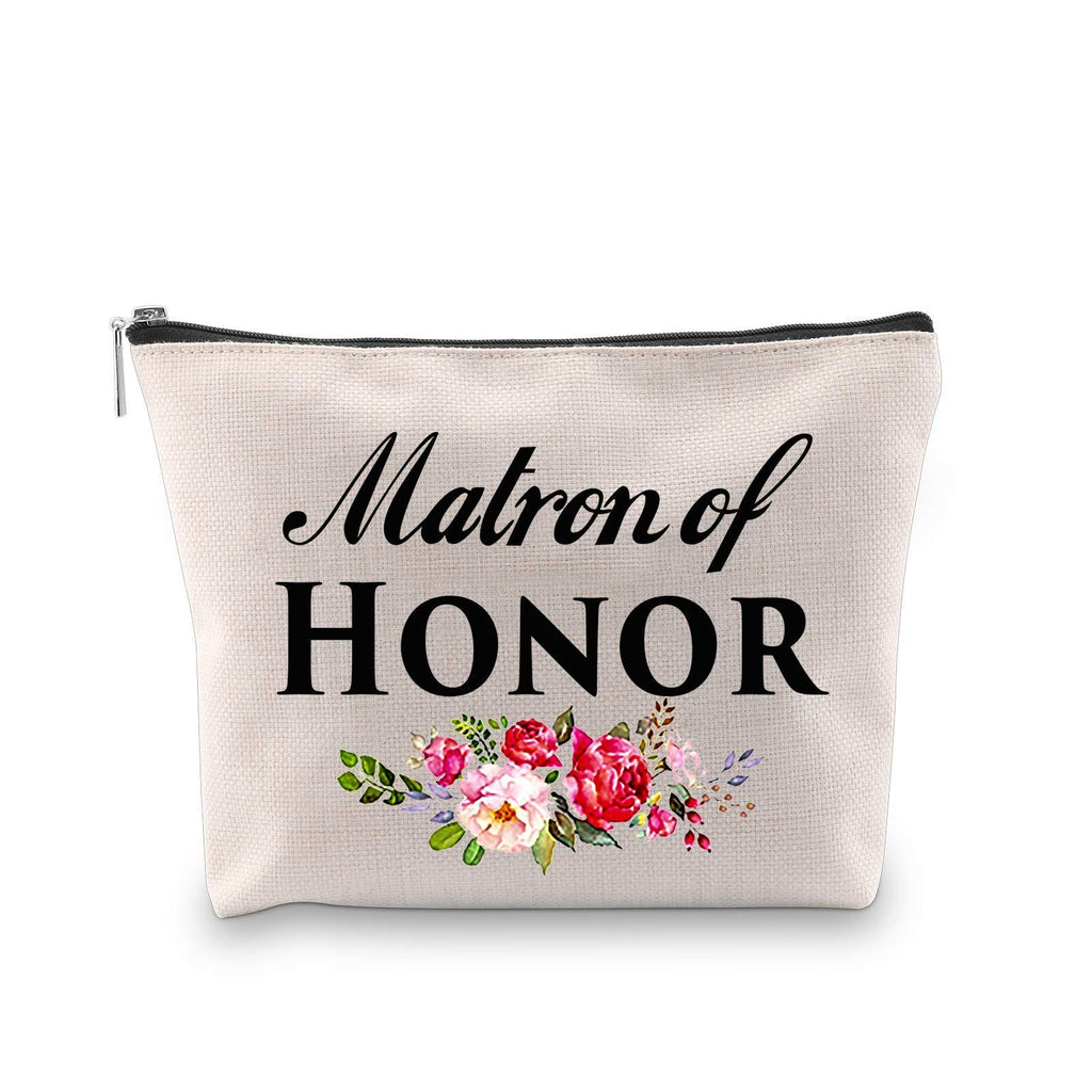 [Australia] - PXTIDY Wedding Makeup Bag Matron of Honor Gift Matron of Honor Cosmetic Bag Makeup Pouch Wedding Proposal Gift for Bridesmaid (beige) beige 