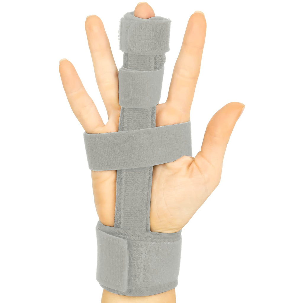 [Australia] - Vive Trigger Finger Splint - Full Hand and Wrist Brace Support - Adjustable Locking Straightener - Straightening Immobilizer Treatment For Sprains, Pain Relief, Mallet Injury, Arthritis, Tendonitis (Gray) 