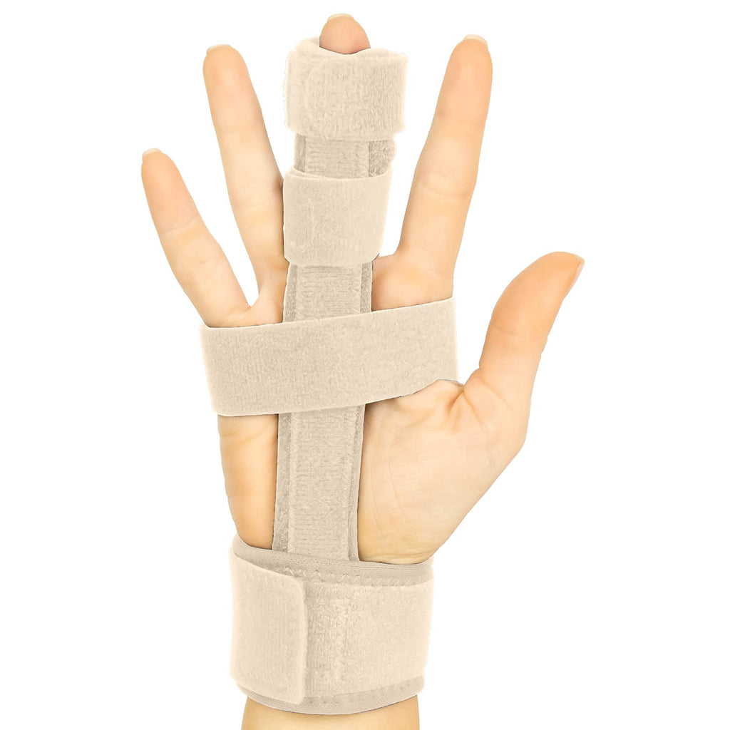 [Australia] - Vive Trigger Finger Splint - Full Hand and Wrist Brace Support - Adjustable Locking Straightener - Straightening Immobilizer Treatment For Sprains, Pain Relief, Mallet Injury, Arthritis, Tendonitis (Beige) 