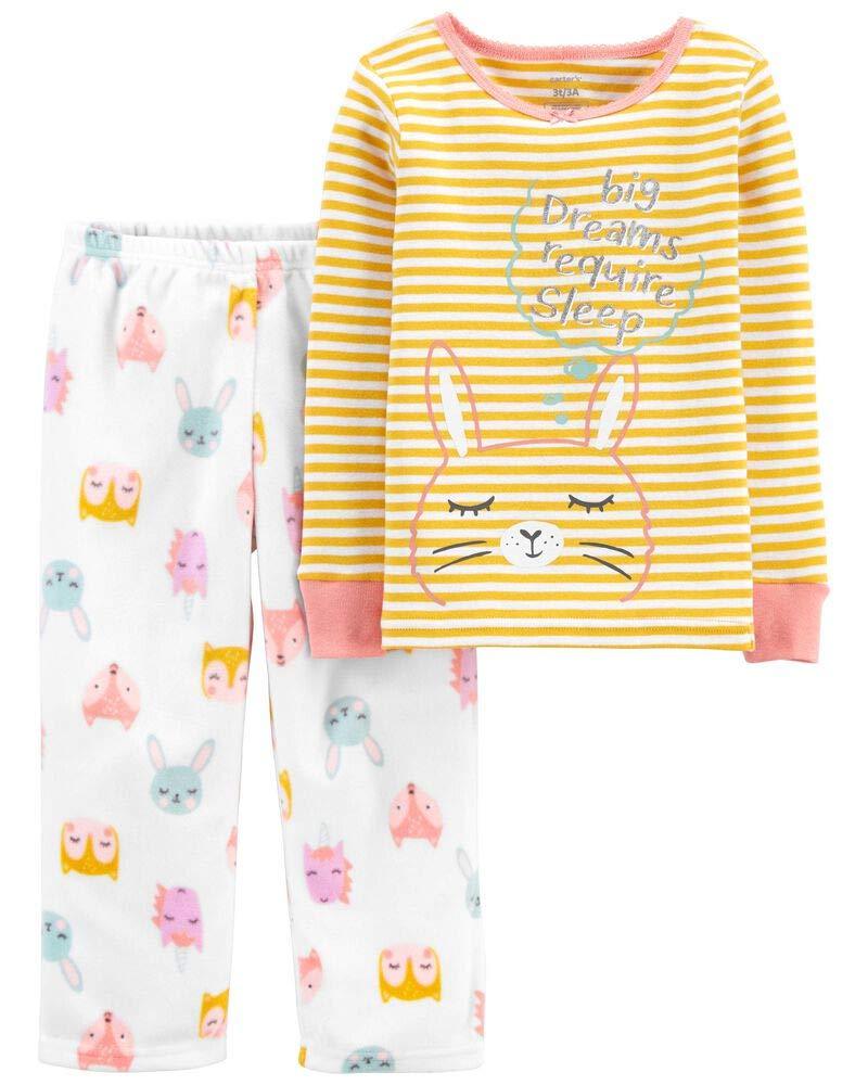 [Australia] - Carter's Baby Girls' 2 Pc Fleece Cotton Pajamas, Big Dream 12 Months Yellow 