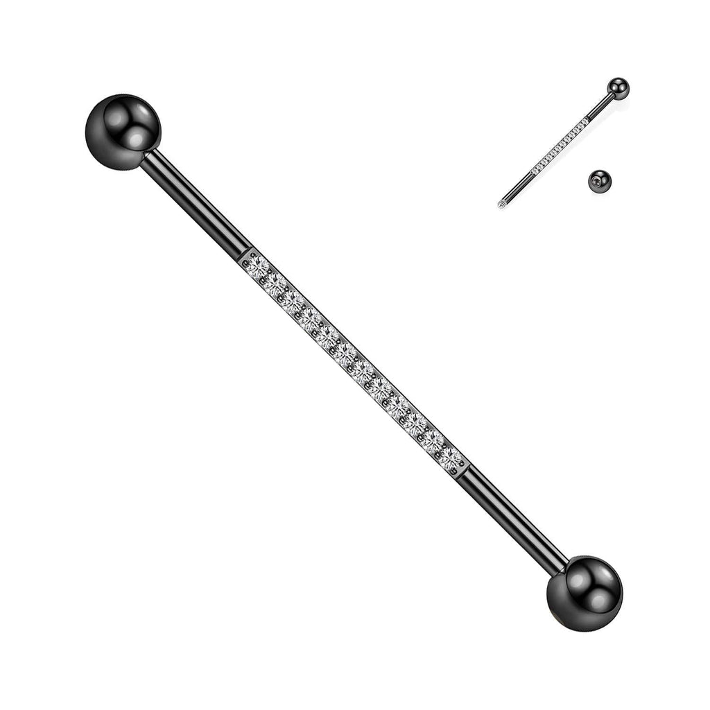 [Australia] - GAGABODY 14G Industrial Piercing Surgical Steel Industrial Barbell for Women Men Industrial Piercing Jewelry with CZ Paved Cartilage Earring Body Piercing Jewelry 1 1/2 Inch 38mm 1PC 14G 38mm-Black with CZ 