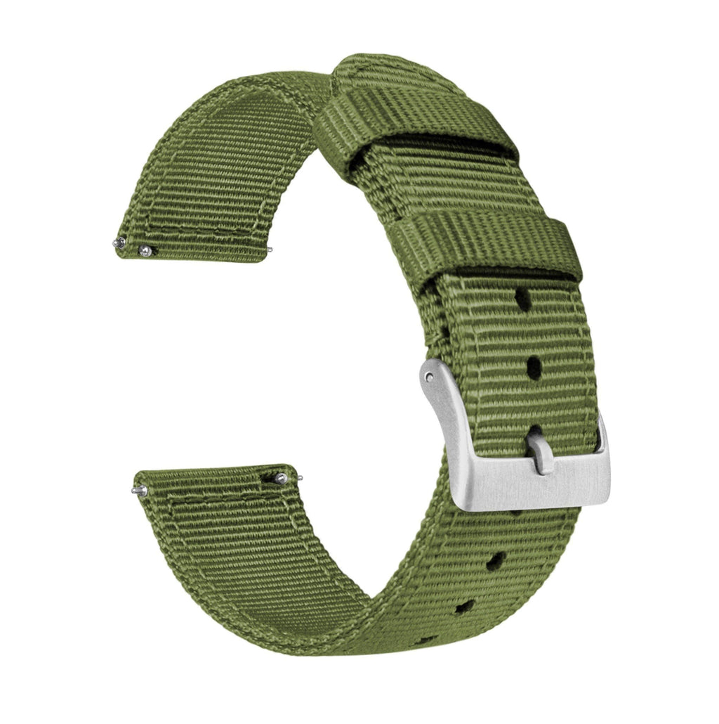 [Australia] - BARTON Watch Bands - Ballistic Nylon Two-Piece Military Style Straps with Integrated quick release spring bars - Choice of Color & Width (18mm, 20mm, 22mm)- Fits wrists 5" to 8" 18mm Army Green 