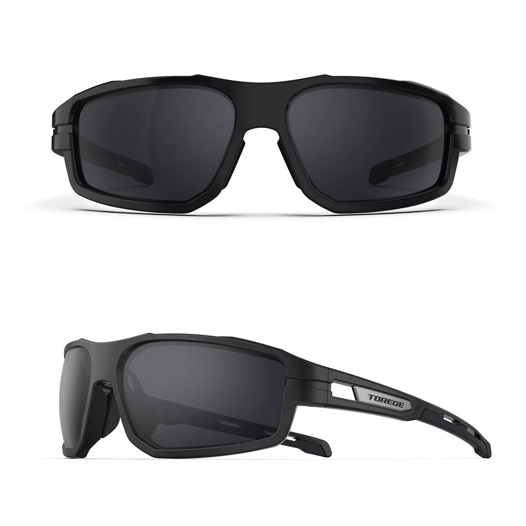 [Australia] - Polarized Sunglasses for Men, Sports Sunglasses for Men, UV Protection Sunglasses for Women for Cycling Fishing Trekking TR31 Bright Black Frame & Grey Lens 