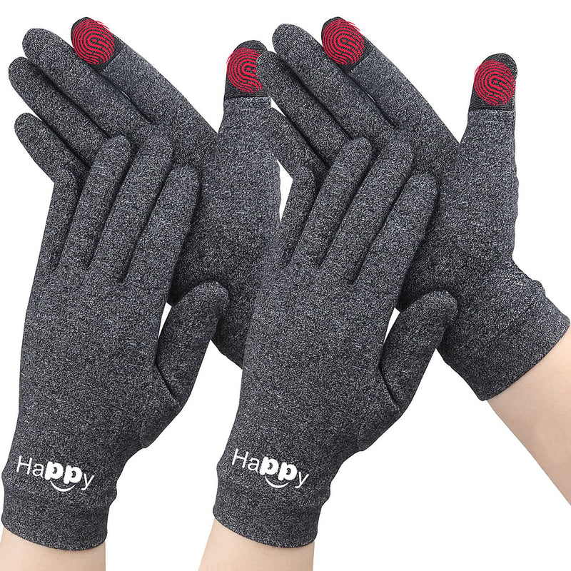 [Australia] - Happymart 2 Pairs Full Finger Arthritis Gloves, Compression Gloves for Women, Men - Carpal Tunnel, Rheumatoid Arthritis Hand Support - Relief for Joint Pain - Touchscreen for Typing, Work (Medium) Medium (4 Count) 