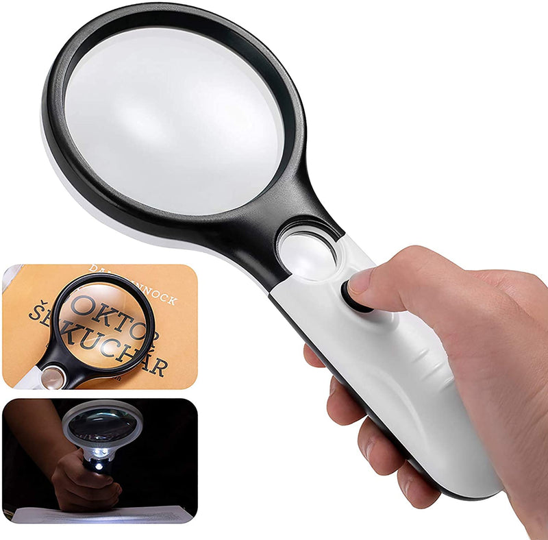 [Australia] - Magnifying Glass with Light, 3X 45X Handheld Large Magnifier, Lightweight LED Illuminated Magnifying Glass for Reading, Macular Degeneration, Inspection, Jewellery, Coins, Hobbies & Crafts 