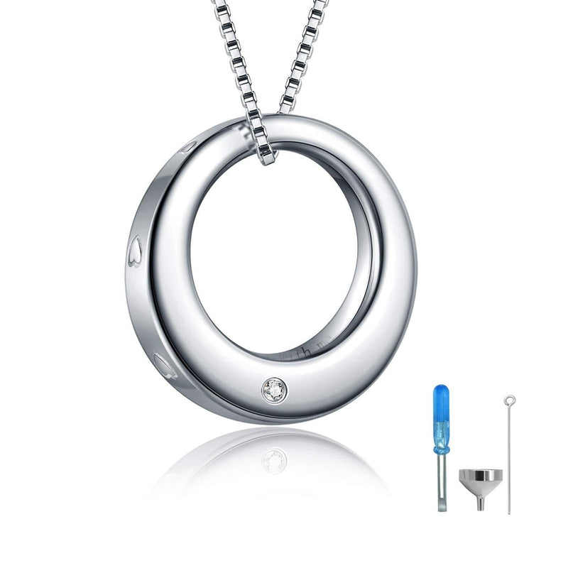 [Australia] - zaxsj 925 Sterling Silver Cremation Jewelry Memorial Necklace Eternity Circle of Life Ashes Keepsake Urns Pendant - Always with me 