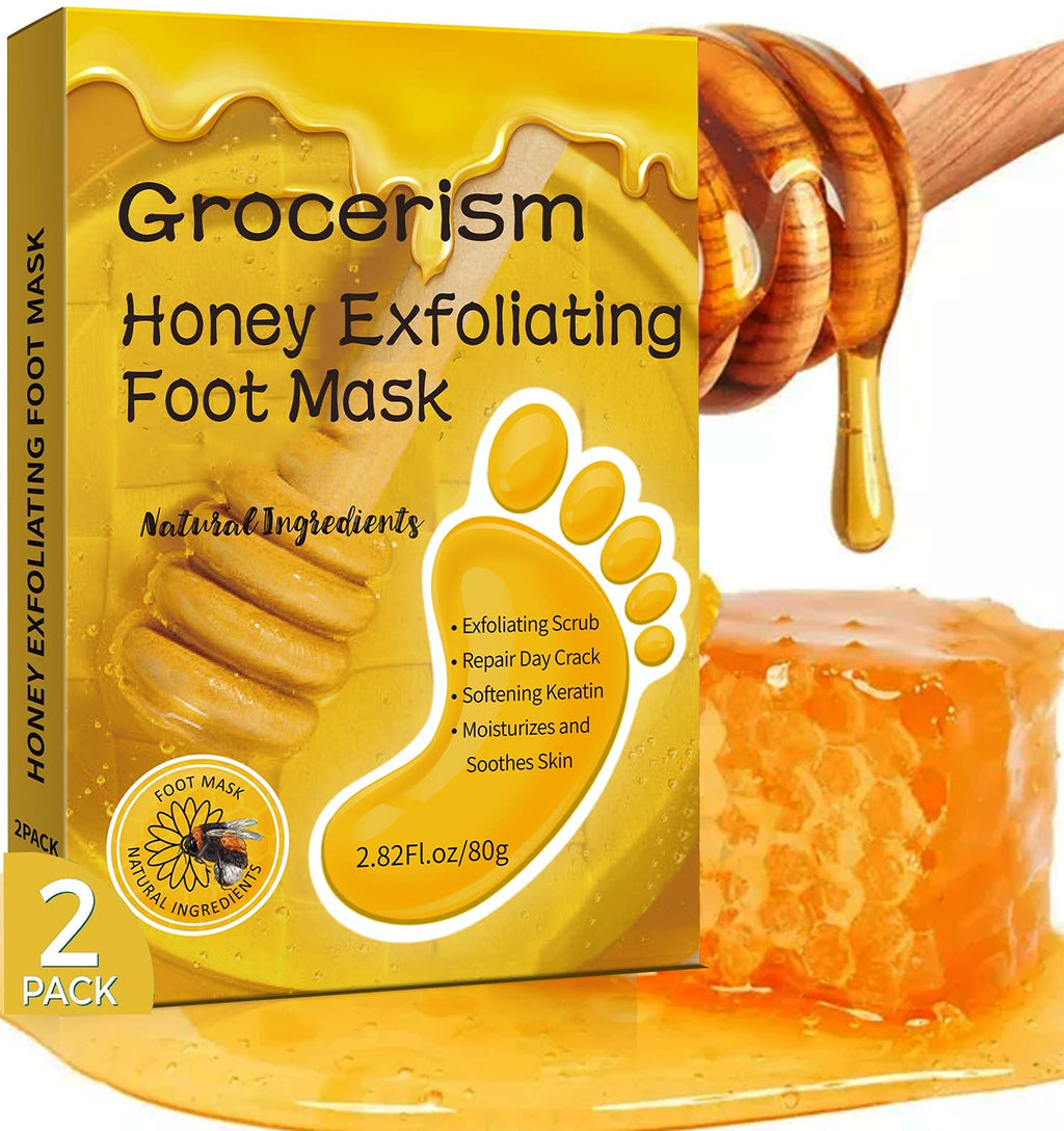 [Australia] - 2 Packs Foot Peel Mask With Honey, Exfoliating Foot Mask for Men & Women, Effective for Cracked Heels Repair, Removing Dead Skin and Callus & Dry Toe Skin, Size 10.5 