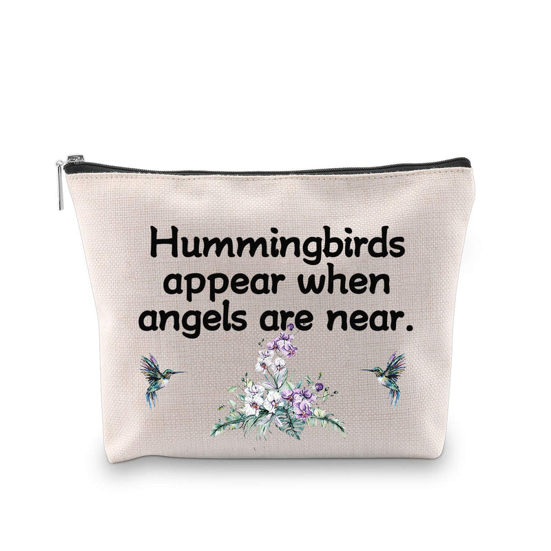 [Australia] - G2TUP Hummingbird Lover Cosmetic Bag Memorial Gift Sympathy Organizer Pouch Hummingbirds Appear When Angels Are Near (Hummingbird) 