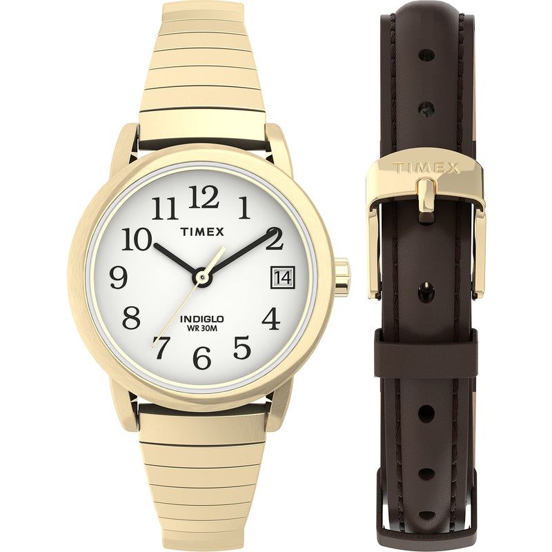 [Australia] - Timex Women's Easy Reader 25mm Date Watch Gold-Tone Taper/Brown 