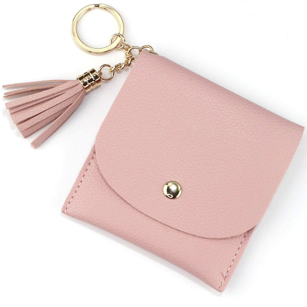 [Australia] - Small Keychain Wallet Gold Keyring with Tassel for Women Blush Pink 