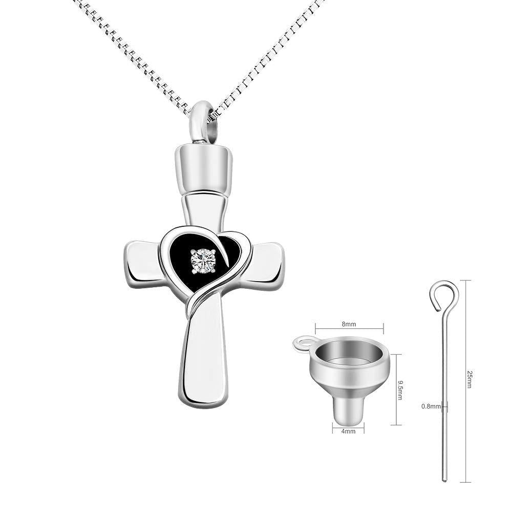 [Australia] - Dlihc Cross Urn Necklaces for Ashes, Keepsake Memorial Urn Pendant Cremation Jewelry for Ashes Black Silver 