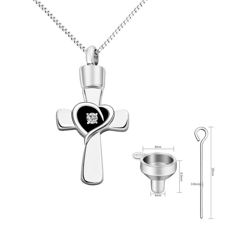 [Australia] - Dlihc Cross Urn Necklaces for Ashes, Keepsake Memorial Urn Pendant Cremation Jewelry for Ashes Black Silver 