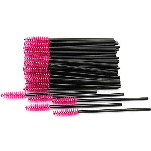 [Australia] - VizGiz 100 Pack Disposable Eyelash Brush Wands Mascara Brushes Eye Lashes Extension Makeup Kits Spoolies Applicator Tool Set One-Off Cosmetic Beauty Eyebrow ( Rose Pink ) 