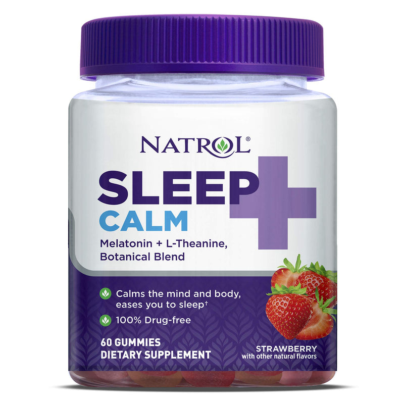[Australia] - Natrol Sleep+ Calm, Melatonin and L-Theanine, with Botancial Blend, 100% Drug-Free Sleep Aid Gummies, Gummy, 60 Count 