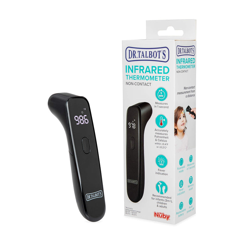 [Australia] - Dr. Talbot's Non-Contact Acrylic Infrared Thermometer with Led Screen, Fever Warning Indicator, Accurate 1 S Reading for Baby, Kids, Adults, Black 