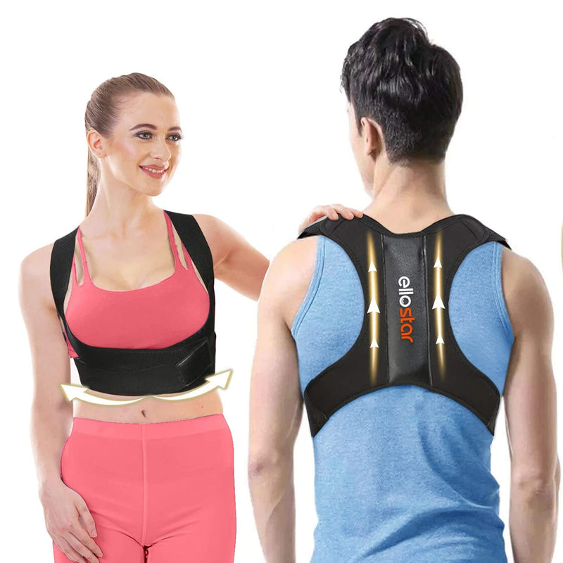 [Australia] - ellostar Back Brace Posture Corrector for Women and Men, Lumbar Shoulder and Back Straightener Posture Improvement Pain Relief (Large) Lower Chest 33 -39 Inch Large 