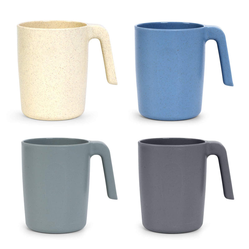 [Australia] - Shopwithgreen Plastic Camping Coffee Mug, Unbreakable Drinking Cups for Kitchen, Outdoor, Travel, RV, First Apartment, College Dorm Room Essential,15 OZ, 4 Pcs 4PCs- Blue, Grey, Beige, Green 