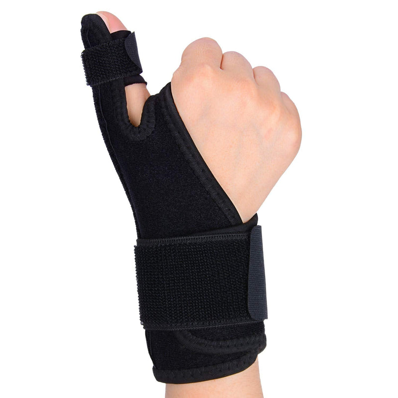 [Australia] - supregear Thumb Splint Brace, Adjustable Thumb Stabilizer Finger Splint Thumb Support Compression Wrap with Splint for Right and Left Hand Trigger Finger Black 