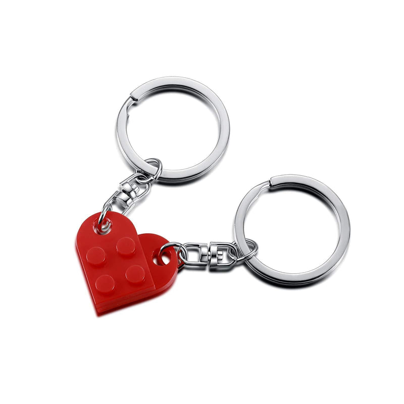 [Australia] - Brick keychain for Couples Friendship - 2pcs matching heart keychain set for Girlfriend Boyfriend Couples Valentine's Day BFF 